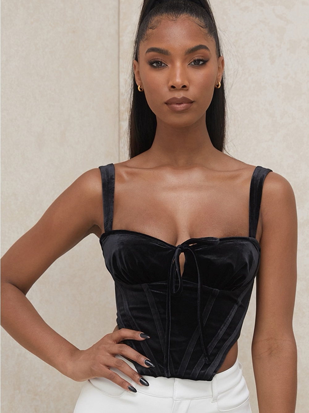 House of CB Aayla Black Velvet Corset Top
